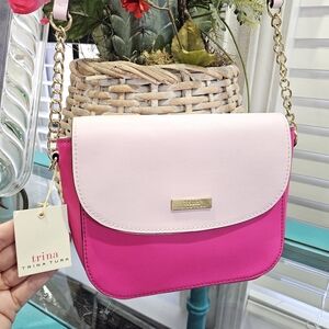 Trina Turk Fuchsia and Light Pink Crossbody Bag